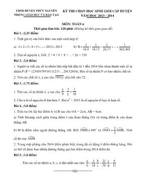 Kỳ thi chọn học sinh giỏi cấp huyện năm học 2013 - 2014 môn Toán 6